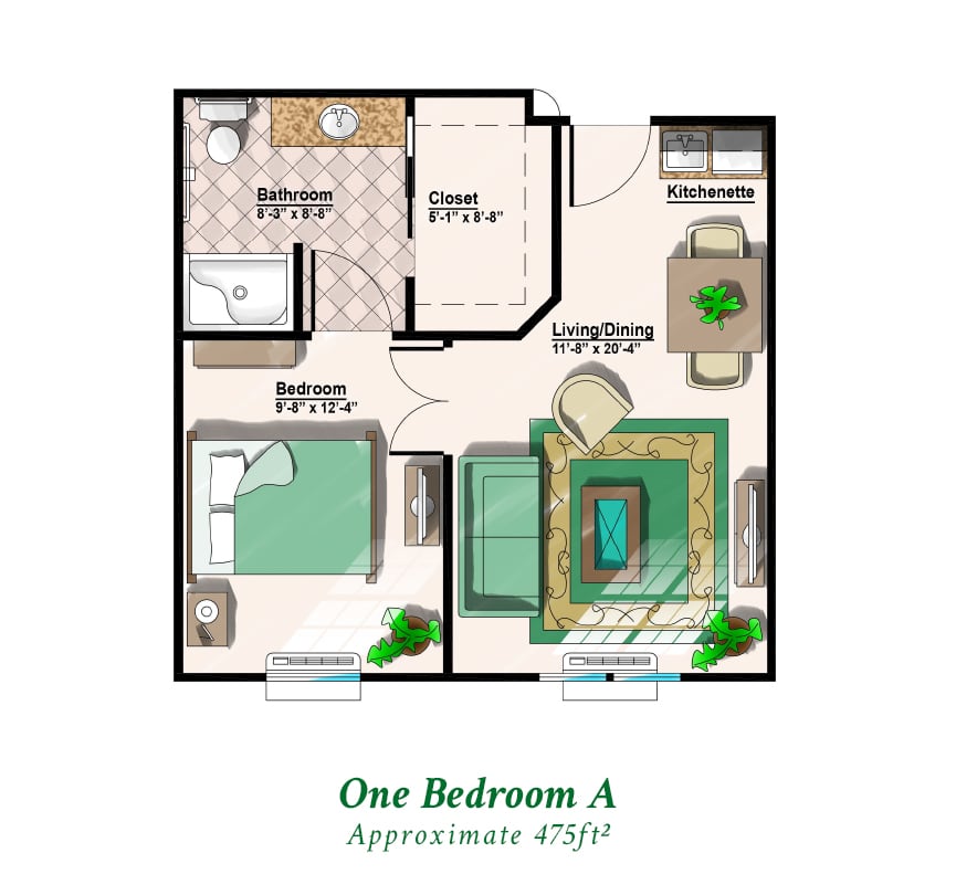 One Bedroom A floorplan