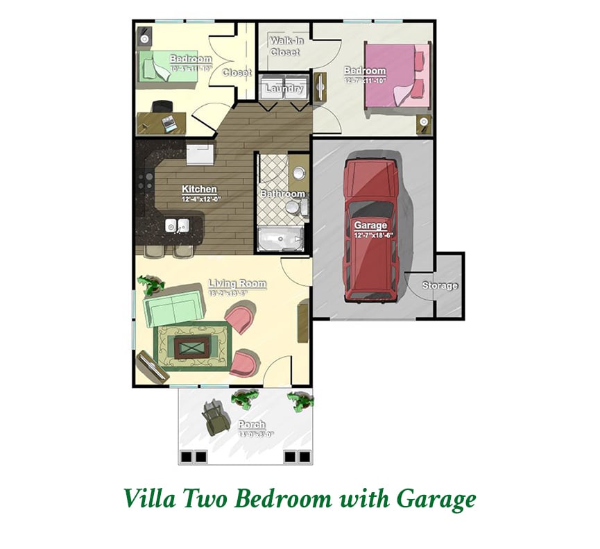 Villa Two Bedroom with Garage floorplan